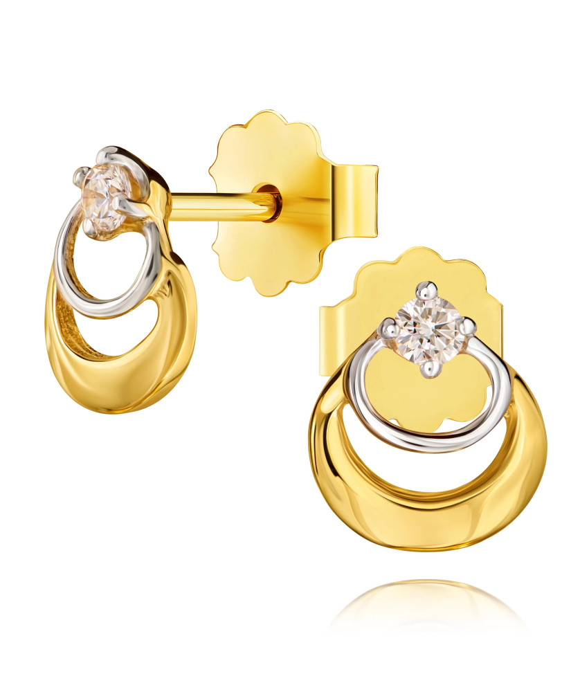 Gold hoop earrings white stone