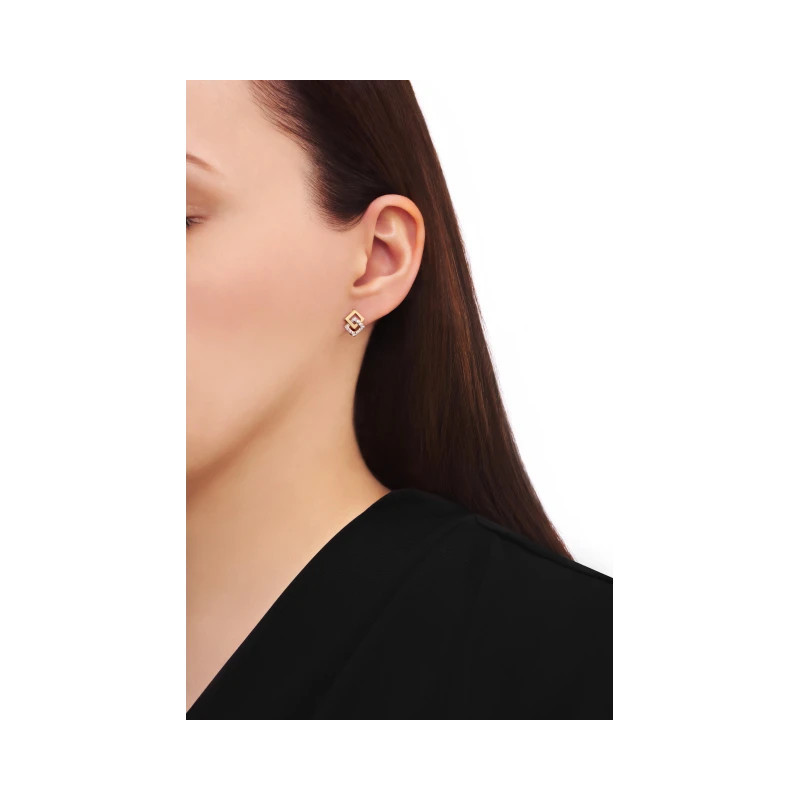 Gold earrings 585 diamonds double white stones K1.734| GoldJewellery