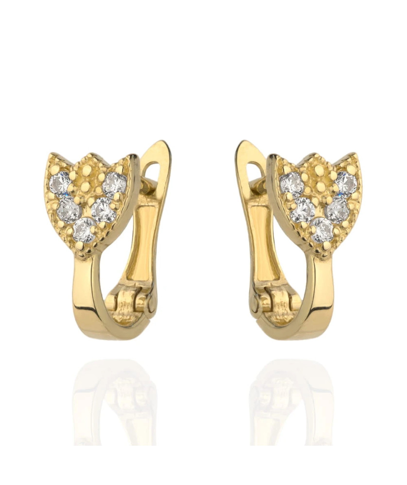Tulip earrings set with zircons on English clasp