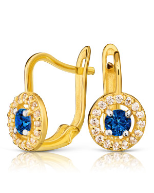 Gold earrings with blue stone 14k