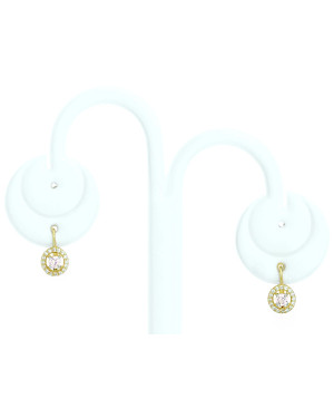 Gold earrings with pink stone 14k