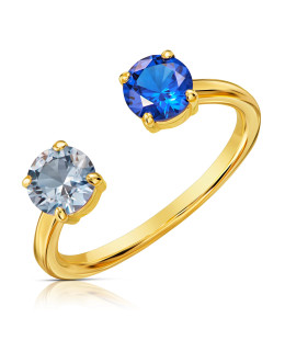 14k gold ring with blue and azure zirconia