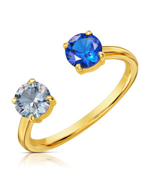 14k gold ring with blue and azure zirconia