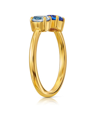 14k gold ring with blue and azure zirconia