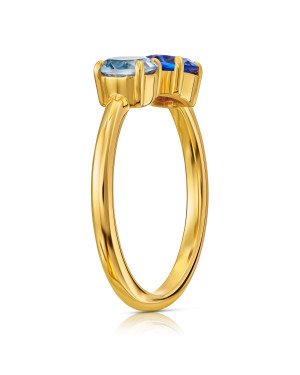 14k gold ring with blue and azure zirconia