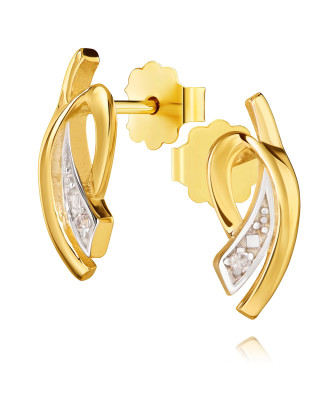 Gold earrings 8k white zircons