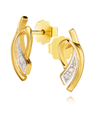 Gold earrings 8k white zircons