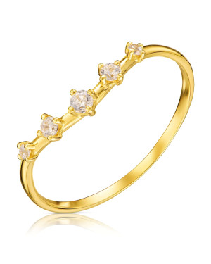 8ct Gold Wave Cubic Zirconia Ring