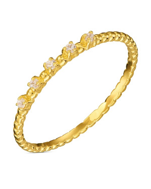 Gold ring white stone beads