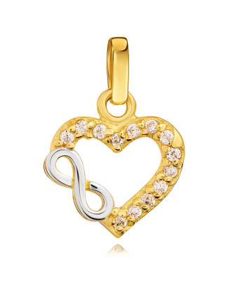 Gold Eternal Love Heart Pendant 8K – Infinity Design with Cubic Zirconia