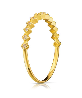 Delicate 8k Gold Ring with White Zirconia Stones