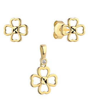 Complete earrings + four-leaf clover pendant