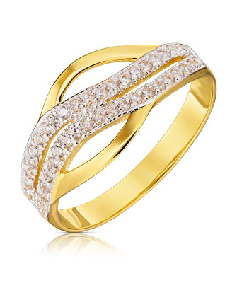 Gold ring with stones 8k wave