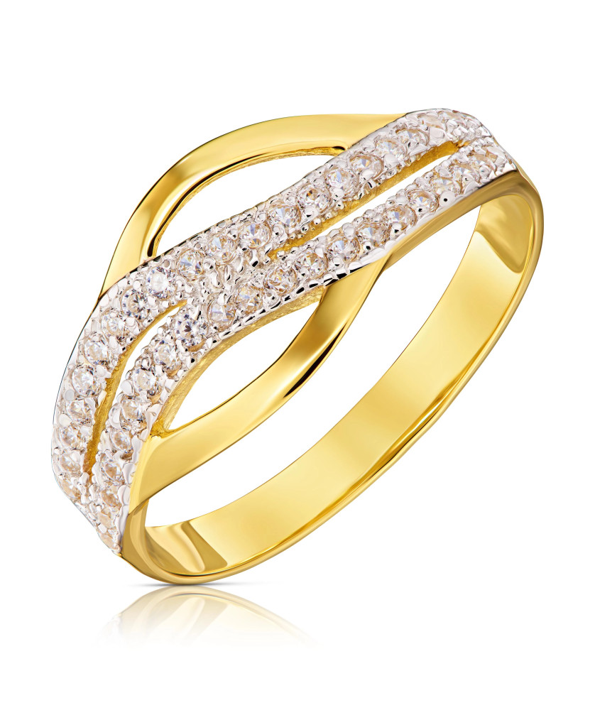 Gold ring with stones 8k wave