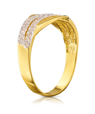 Gold ring with stones 8k wave
