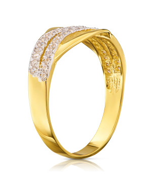 Gold ring with stones 8k wave