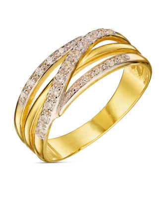 Wide gold ring with white stones