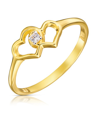 Gold ring 8k two hearts with zirconia