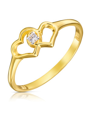Gold ring 8k two hearts with zirconia