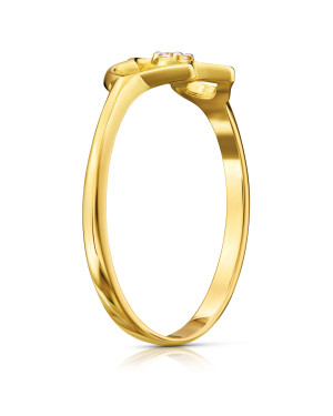 Gold ring 8k two hearts with zirconia