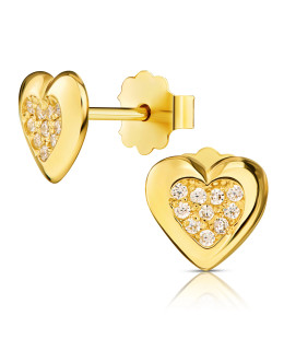 Delicate gold earrings with zirconia 14k