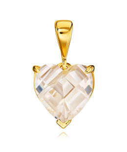 Gold Pendant Heart LARGE STONE HEART