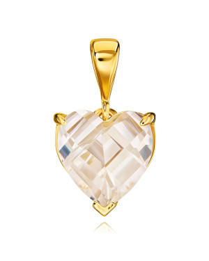 Gold Pendant Heart LARGE STONE HEART