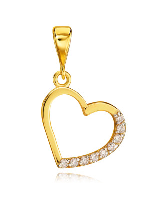 Gold heart pendant with cubic zirconia