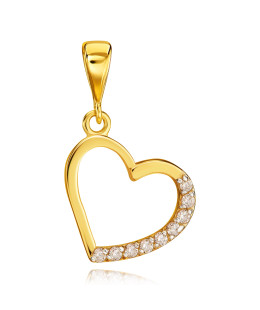 Gold heart pendant with cubic zirconia