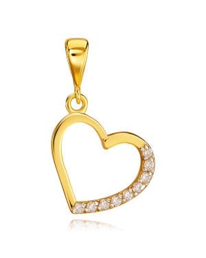 Gold heart pendant with cubic zirconia