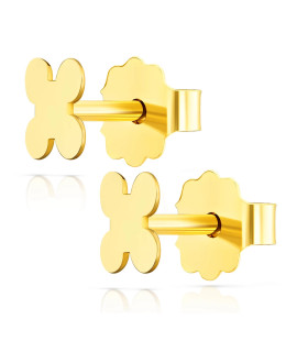Gold stud earrings "X" 14k