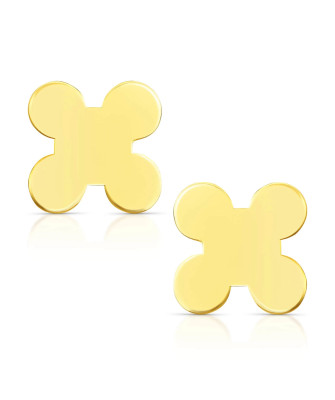 Gold stud earrings "X" 14k