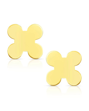 Gold stud earrings "X" 14k