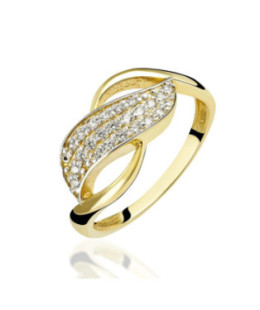 14k Gold Ring With Zirconia Leaf – Elegant Nature-Inspired Ring