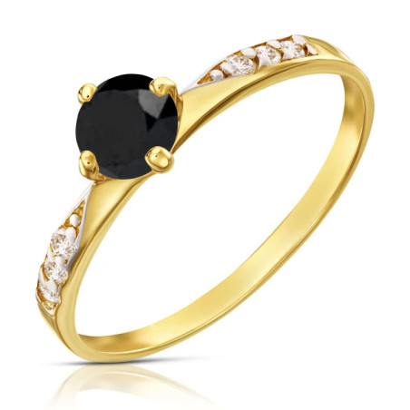 Gold engagement ring with black stone P3.1545c | GoldJewellery