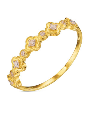 Gold ring flowers cubic zirconia 8k