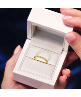 Thin ring with white cubic zirconia gold 8k