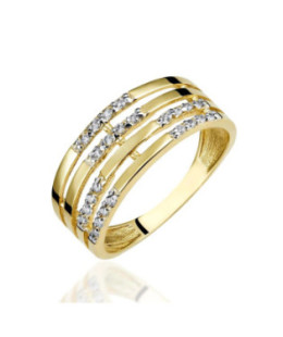 Wide 14k Gold Ring With Cubic Zirconia – Elegant Women’s Gold Ring