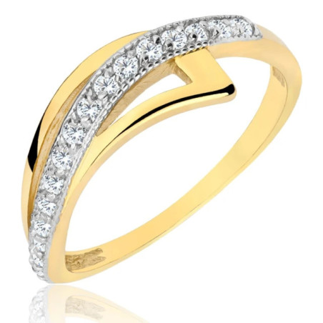 Ring with leaves, white eye 333 P1.1052 | GoldJewellery