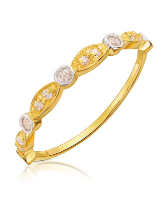 Delicate gold ring white stones