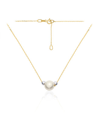 Gold necklace with pearl silver beads NZ016
