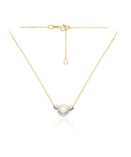 Gold necklace with pearl silver beads NZ016