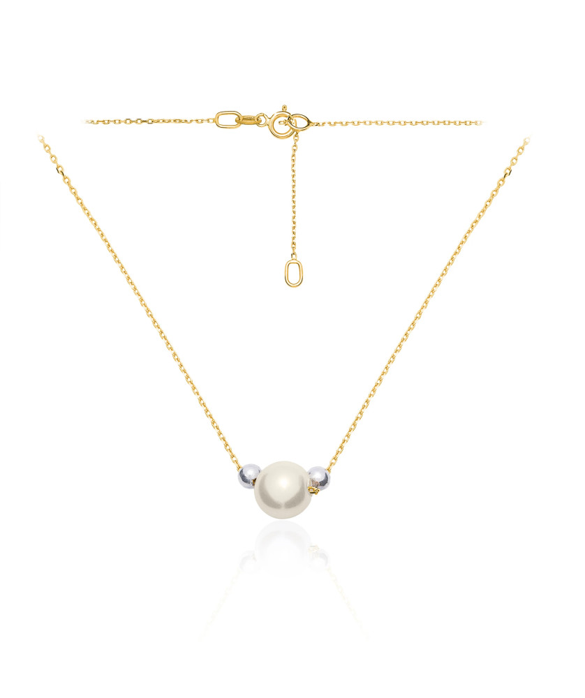Gold necklace with pearl silver beads NZ016