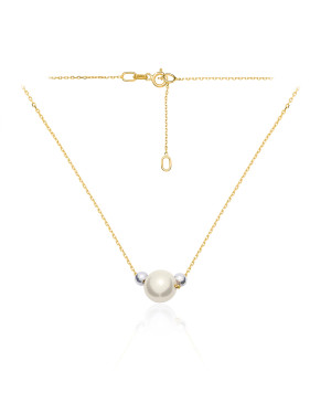 Gold necklace with pearl silver beads NZ016