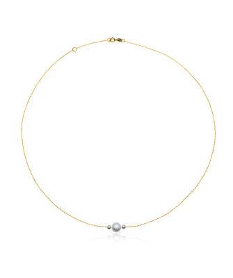 Gold necklace with pearl silver beads NZ016