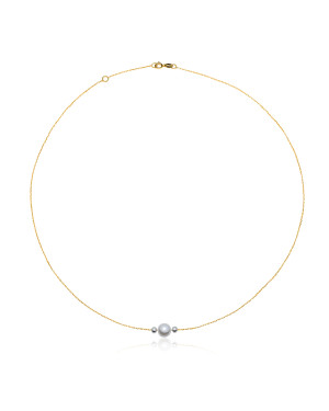 Gold necklace with pearl silver beads NZ016