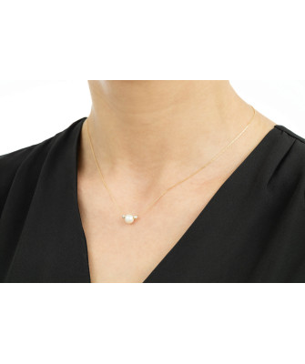 Gold necklace with pearl silver beads NZ016