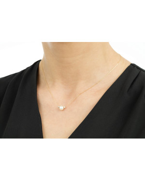 Gold necklace with pearl silver beads NZ016