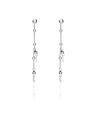 Sterling Silver Three Star Drop Earrings