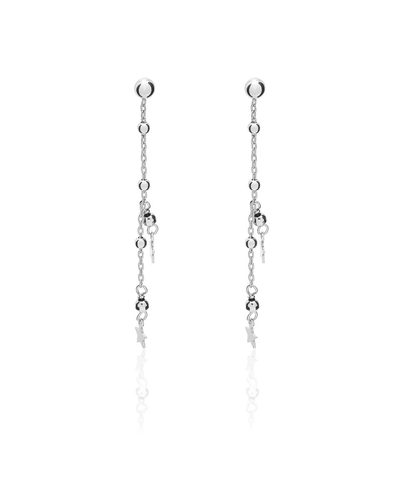 Sterling Silver Three Star Drop Earrings